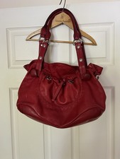 B. Makowsky Red Soft Genuine Leather Double Handle Handbag