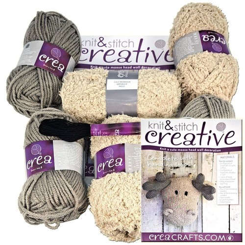 Knit and stitch moose head - and,
