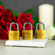Personalised Engraved Padlock Brass Couples Gift Idea Customised Love Lock
