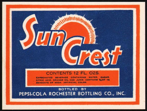 Vintage soda pop bottle - , label