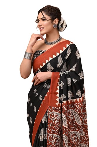 Women hand block ajrakh - women's,