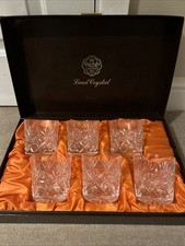 Webb Continental Hand Cut Lead Crystal Whiskey Glasses Set of 6