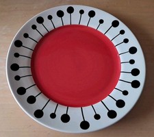 Whittard Chelsea Red, Black & White Art Deco Style Dinner Plate