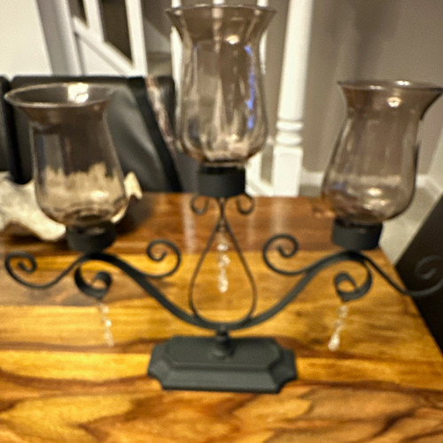 Arm black metal candelabra - 3-arm,