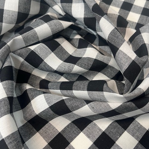 Black and white gingham fabric - white,