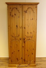 Vintage Solid Pine Double Wardrobe - Shelf - 91CM Wide