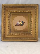 Gilt Framed Indian School Miniature Erotic Painting, circular mount