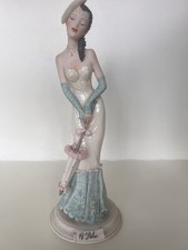 Elegant Lady Figurine by N. BelcariItaly Hand Painted Porcelain Vintage Art Deco