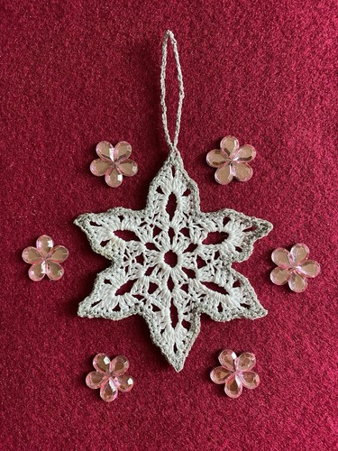 Handmade crocheted snowflake - crocheted,