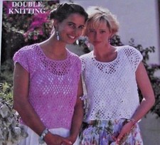 CROCHET PATTERN - LADIES DK LOOSE FIT CAP SLEEVE DAISY CHAIN TOP 32" - 42"