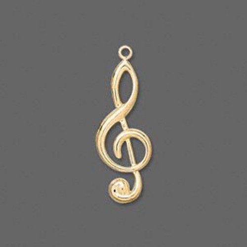 Treble clef charm gold 35mm - treble,