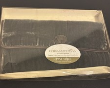 PAST TIME SILK VELVET TRAVEL JEWELLERY ROLL GREY/BLUE unused in box 