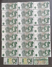 Job Lot Collection 24 x Old One Pound £1 Bank Notes Bank Of England Uncirculated