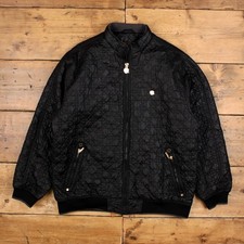 Vintage Roca Wear Bomber Jacket XL Quilted Black