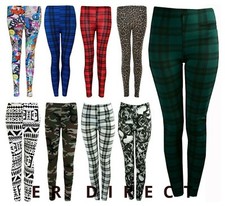 Ladies Printed Leggings Full Length Stretchy Trouser Casual Pants Plus Size