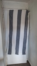 1 pair Curtains 66"w x 72" Textured Stripe Nordic Rustic Nautical Ivory & Grey