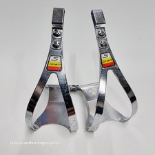 NOS Original Sturmey Archer Sporty Chrome Toe Clips Med Eroica Classic Bicycle