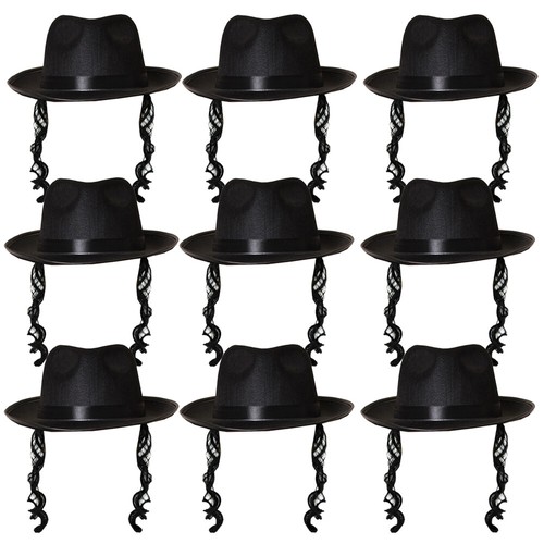 Black fedora with curly - with,