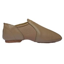 Slip on jazz dance shoes Tan Leather Neoprene Split sole Kids & Girls Sizes