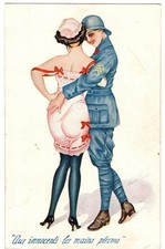 Risque, Erotic, Lesbian Postcard - Policewoman & Girl.   Xavier Sager Artist.