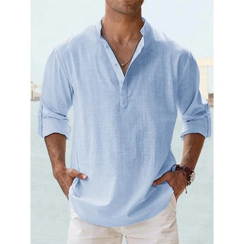 Mens casual linen shirt long - casual,