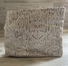 Biba Silver/Grey Snakeprint Leather Clutch/Pouch Bag Zip Up Tassel Detail