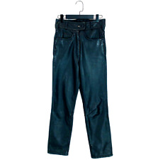 Echtes Leder Black Real Leather High Waist Motorcycle Trousers - Size EU36 UK8