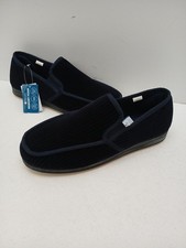 NEW - Pavers Memory Foam Slippers Navy Blue Mens UK 12 with Rubber Outsoles.