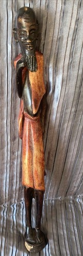 Hand carved wooden african man - carved,