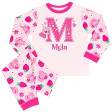 Peppa Pig Personalised Girls Pyjamas Initial & Name Custom PJs