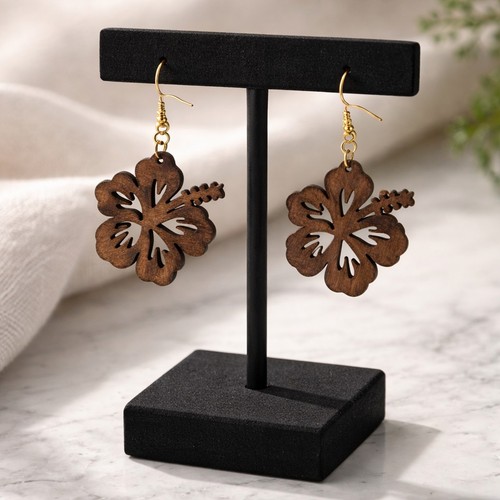 Wood earrings cutout - earrings,