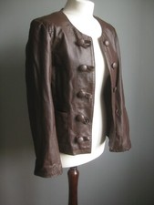 MILITARY LEATHER JACKET 12 10 brown biker steampunk victorian GREAT COAT COMPANY