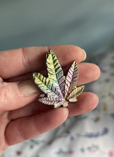 Bismuth Cannabis Ganja Leaf Shape Crystal / Metal Ornamant 40mm 27 grams