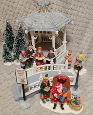 Joblot Lemax Christmas Figures, Gazebo, Foot Bridge, Trees, Lamppost, Sign