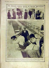 Original Old Vintage Print Wilson Boche Zeebrugge Carpenter Ww1 King Albert 1919