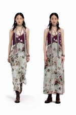 ZARA Floral Flower MAXI DRESS 2447/047 Boho Bridesmaid Contrast Summer Red long