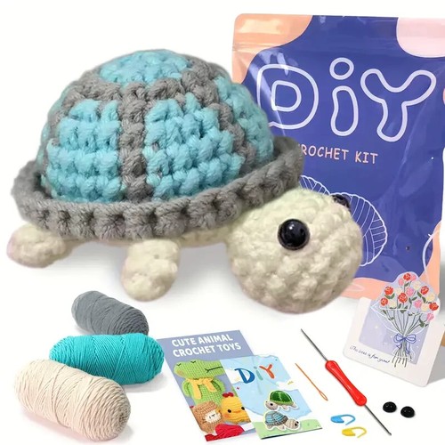 Beginner blue turtle crochet - blue,