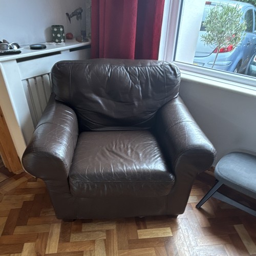 Ikea brown leather armchair - brown, 1
