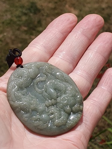 Large jade pendant with - jade,