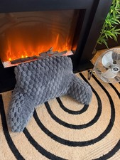 OHS Soft Grey Reading Pillow Cuddle Cushion with Arms Lumbar Bed Chair VGC