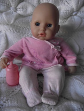 13" FIRST BABY ANNABELL DOLL & BOTTLE - BABBLES, BREATHING SOUNDS, SLEEPING EYES