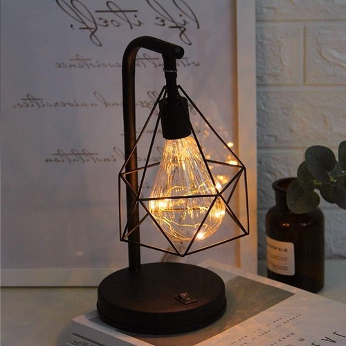 Vintage table lamp retro cage - vintage,