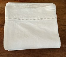 Vintage French Linen Sheet Slightly Damaged, Drawn Thread Border 300 X 202 cm