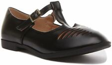 Womens Ladies Adjustable Strap Casual T-Bar Shoes In Black UK Size 3 - 8