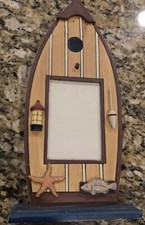 12.5" Row Boat Picture Frame Fish Fishing 4×5" Wood Rustic Country Bird House