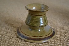 VINTAGE 1970s JERSEY POTTERY green/brown glazed studio pottery vase rose bowl 