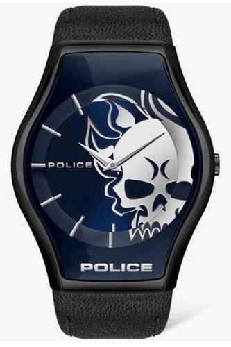 Police black leather skull - police,