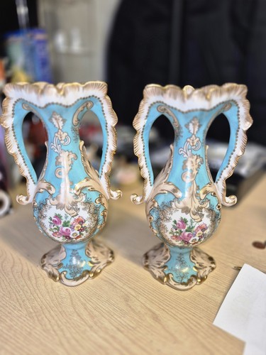Meissen rococo vases matching - meissen,