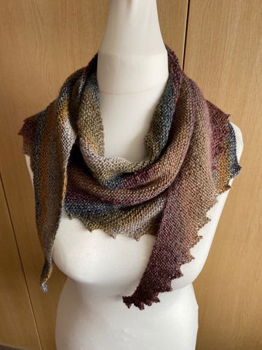 Hand knitted hitchhiker scarf - hand,