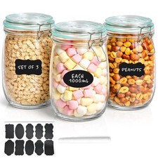 Glass Storage Jars 1L Set of 3